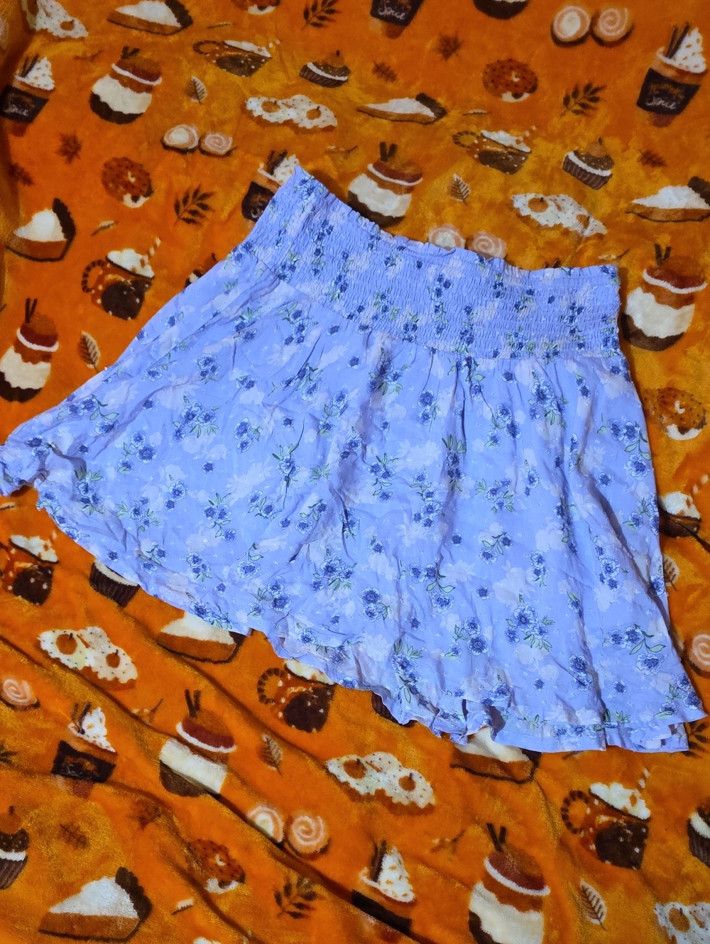Versona Lavender Floral Smocked Skater Skirt